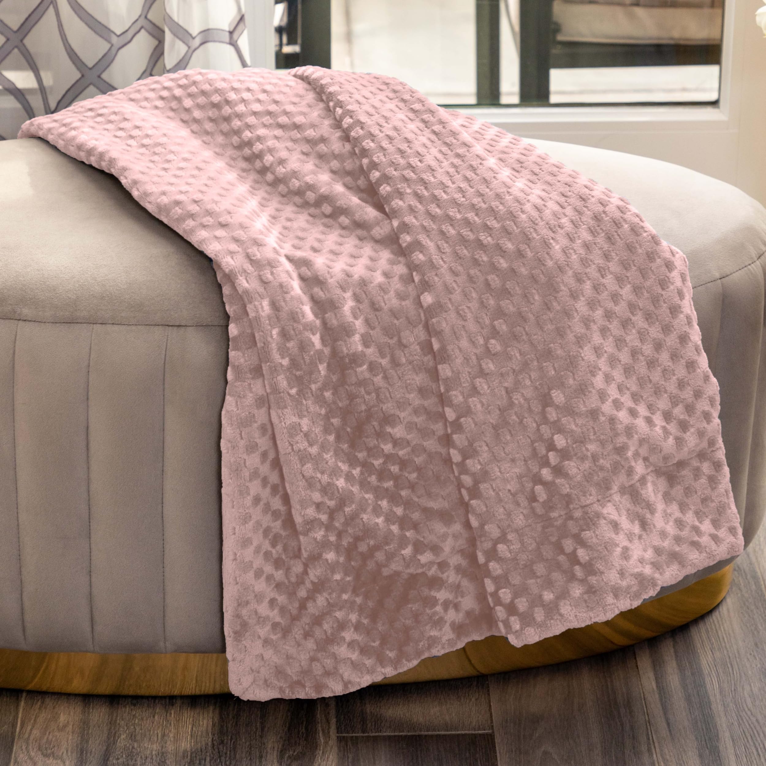 NMTHF-038H - Nicole Miller Anya Textured Raised Dot Throw - Rose