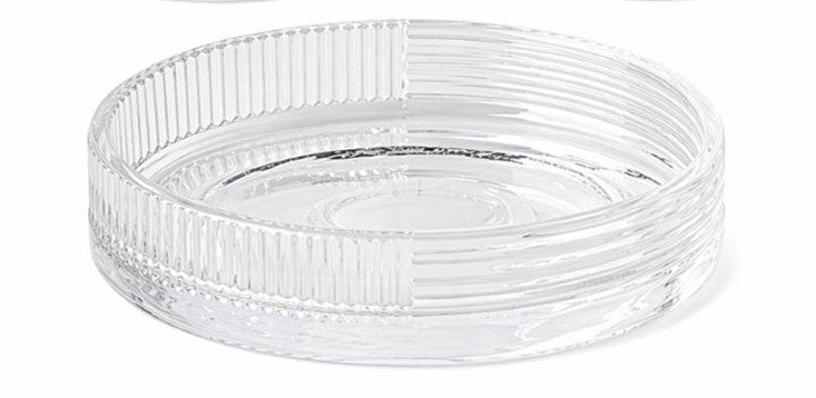 4-Piece Ribbed Glass Bathroom Accessories Set – Clear & Black