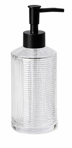 4-Piece Ribbed Glass Bathroom Accessories Set – Clear & Black