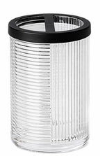 4-Piece Ribbed Glass Bathroom Accessories Set – Clear & Black