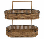 2-Tier & 3-Tier Woven Rattan Storage Caddy with Handle