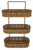 2-Tier & 3-Tier Woven Rattan Storage Caddy with Handle