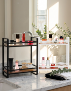 2-Tier Metal and Wood Bathroom Organizer Shelf | Vanity & Countertop Storage Rack